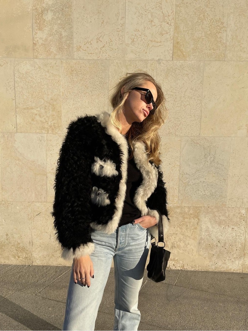 Shearling Chanel-style fur coat Size S